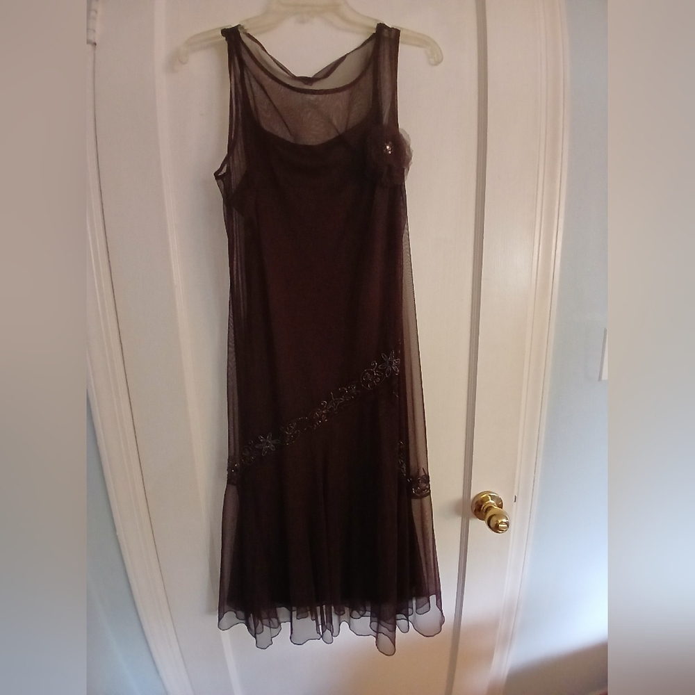 Newport News Brown Sleeveless Slip Dress